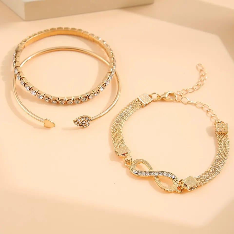 3 pc rhinestone bracelet