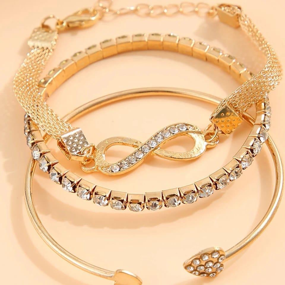 3 pc rhinestone bracelet