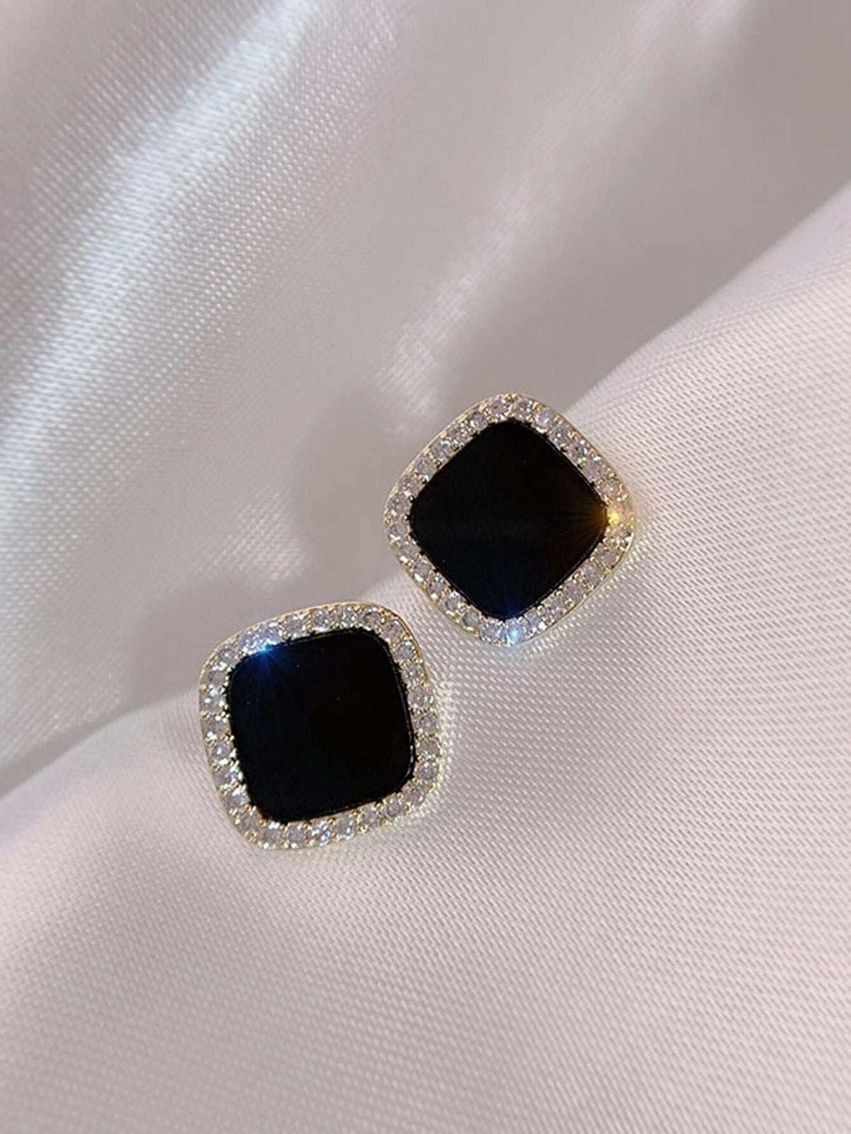 Plain black stone earrings