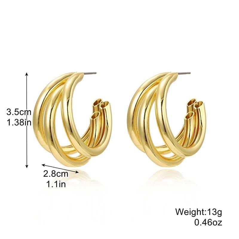 tri hoops earrings